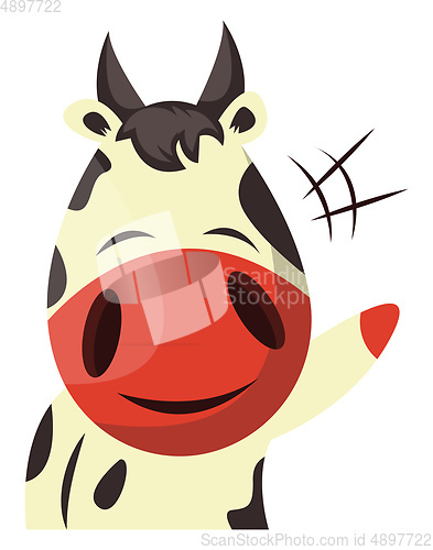 Image of Cow is waving, illustration, vector on white background.