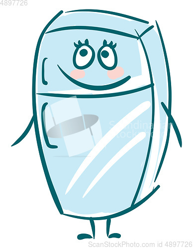 Image of Happy fridge, vector or color illustration.