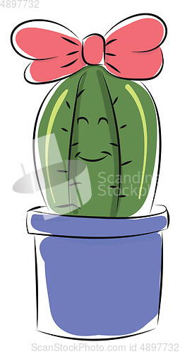 Image of Image of cactus with a bow, vector or color illustration.