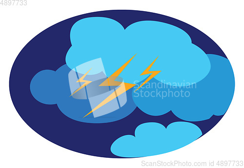 Image of A landscape of the lightning and thunder on a rainy day, vector 
