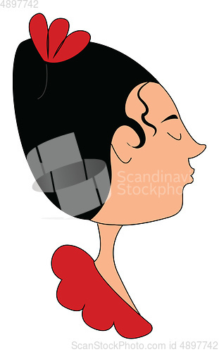 Image of  A color illustration of a woman with red dress, vector or color