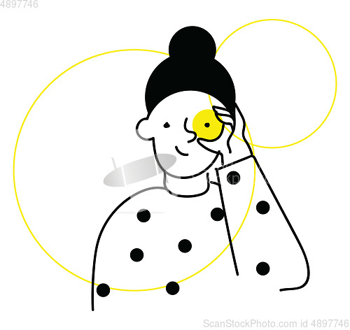 Image of Girls with dots, vector or color illustration.