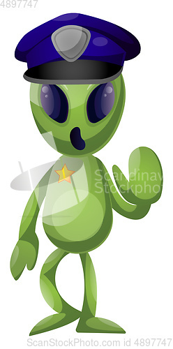 Image of Alien police, illustration, vector on white background.