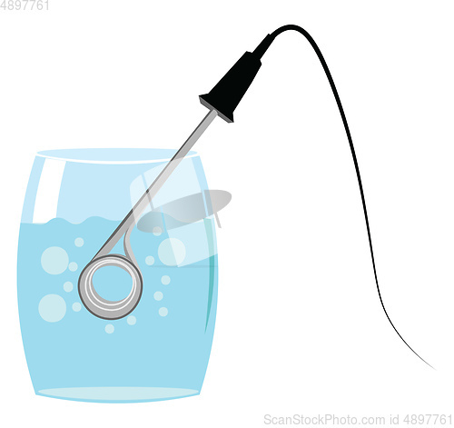 Image of An immersion heater in water, vector or color illustration.