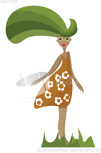 Image of Summer girl, vector or color illustration.