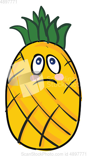 Image of Sad pineapple, vector or color illustration.