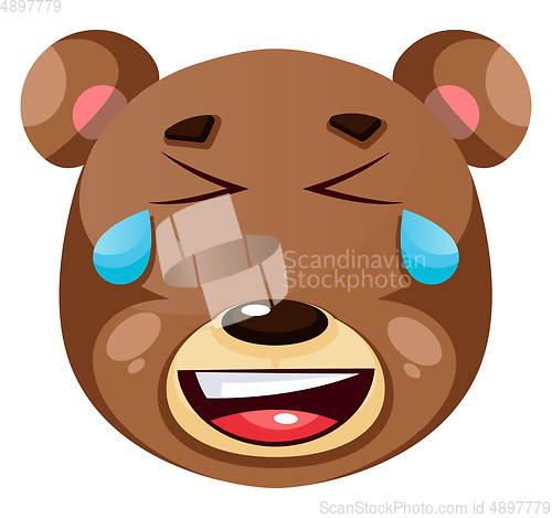 Image of Bear is crying of happiness, illustration, vector on white backg