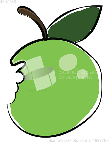 Image of Image of apple partially eaten, vector or color illustration.