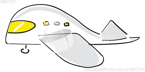 Image of Painting of a white airplane/Air transport, vector or color illu