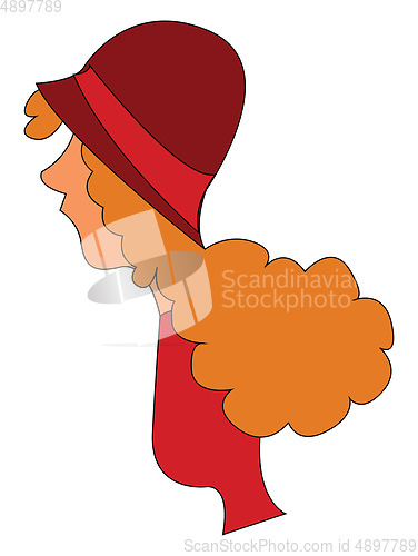 Image of  Woman in red blouse, vector or color illustration.