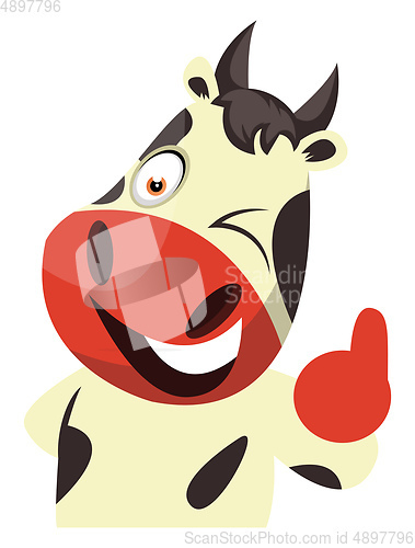 Image of Cow is feeling positive, illustration, vector on white backgroun