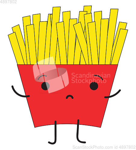 Image of Sad fries, vector or color illustration.