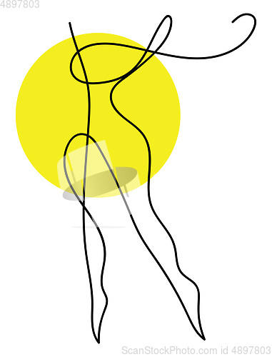 Image of  A sketch of a dancing woman, vector or color illustration.