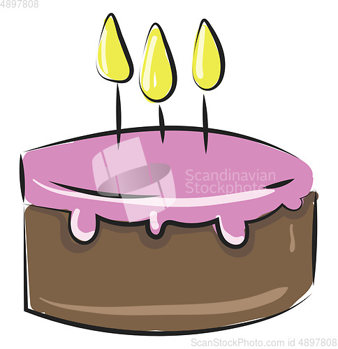 Image of Image of cake with marzipan, vector or color illustration.