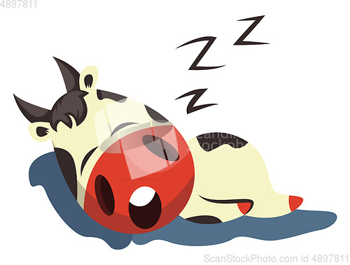 Image of Cow is sleeping, illustration, vector on white background.