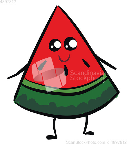 Image of Image of cute watermelon, vector or color illustration.