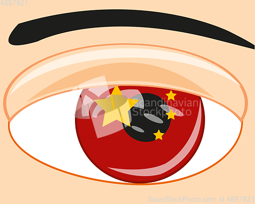 Image of Flag state China in eye of the person