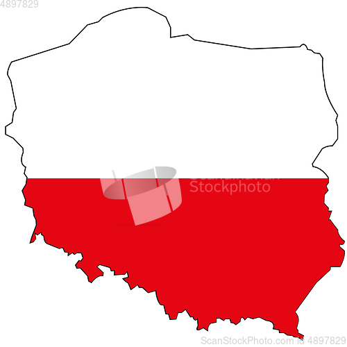 Image of European state Poland and national flag of the country