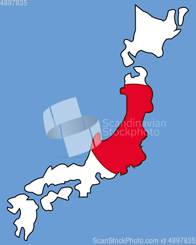 Image of State Japan on turn blue background is insulated