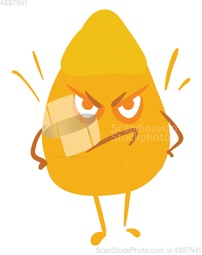 Image of Image of corn kernel angry, vector or color illustration.