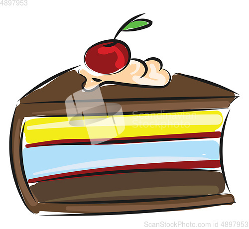 Image of Image of cherry cake, vector or color illustration.