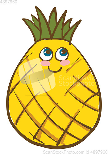 Image of Fat pineapple, vector or color illustration.