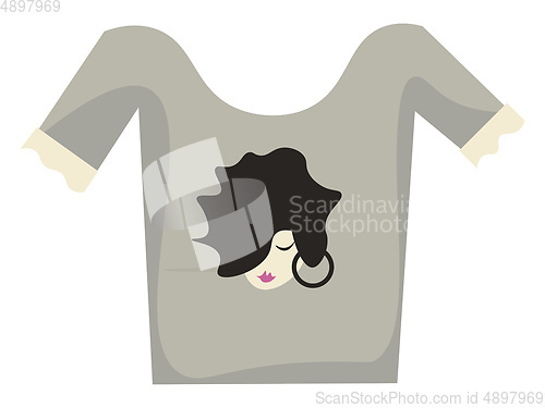 Image of A showcase grey-colored t-shirt, vector or color illustration. 