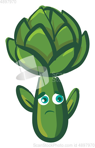 Image of Sad artichoke, vector or color illustration.