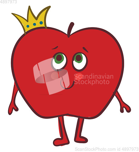 Image of Image of apple with crown, vector or color illustration.
