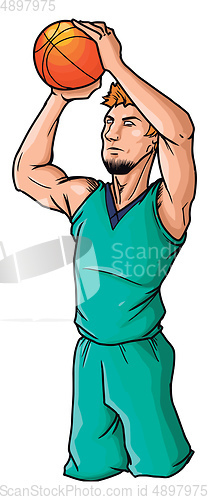 Image of Basketball player is ready to throw the ball, illustration, vect