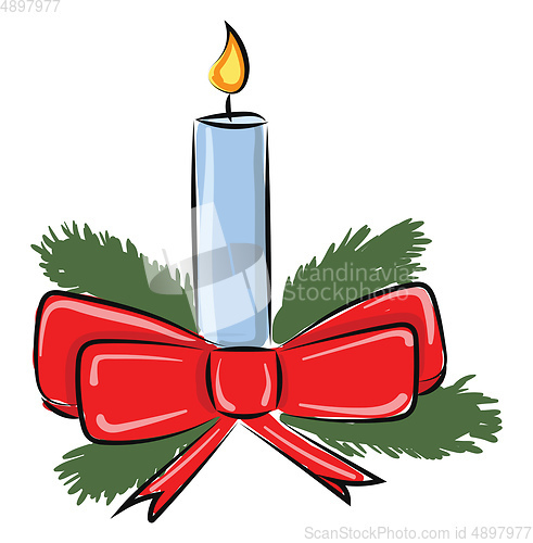 Image of Image of Christmas candle, vector or color illustration.