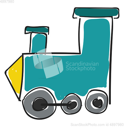 Image of A blue-colored toy train locomotive engine, vector or color illu
