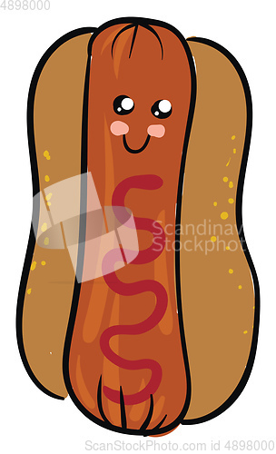 Image of Image of cute hot dog, vector or color illustration.