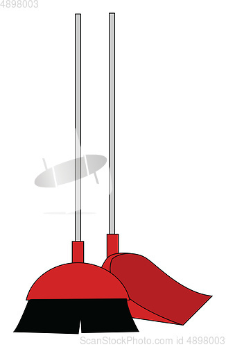 Image of Image of broom and dustpan, vector or color illustration.
