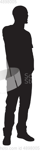Image of Silhouette of a man facing to the right, illustration, vector on