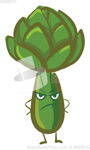 Image of Image of angry artichoke, vector or color illustration.