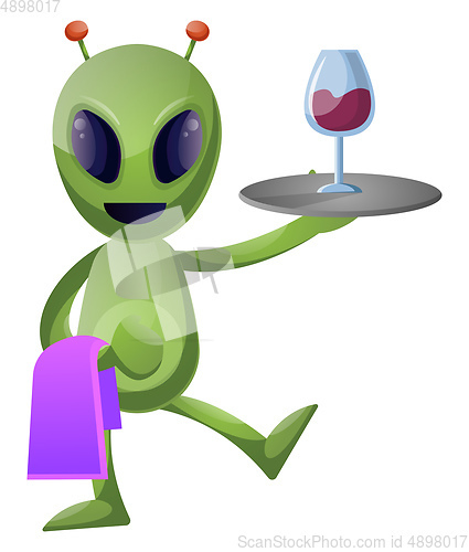 Image of Alien the butler, illustration, vector on white background.