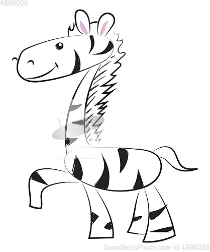 Image of Drawing of a zebra animal in black and white, vector or color il