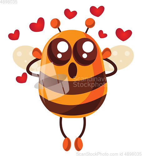Image of Bee in love, illustration, vector on white background.