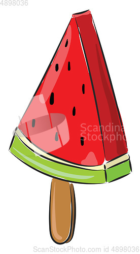 Image of Watermelon ice-cream, vector or color illustration.