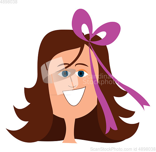 Image of Girl with pink bow, vector or color illustration.