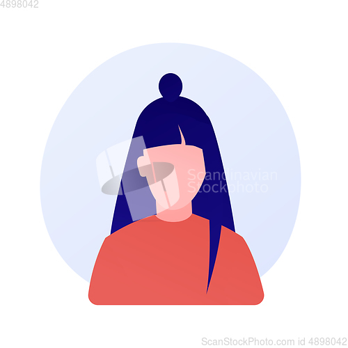 Image of Young faceless woman portrait vector concept metaphor