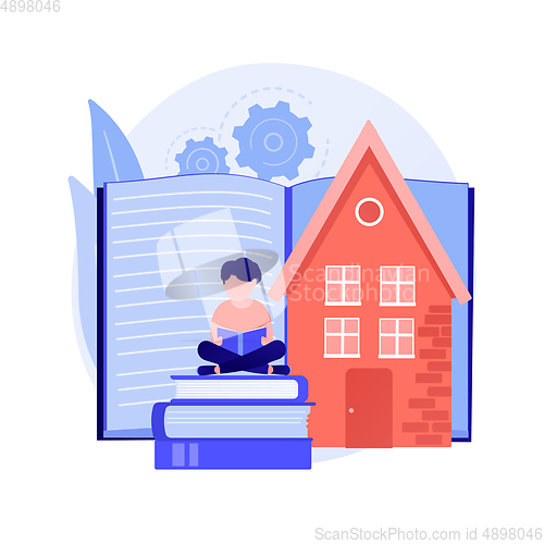 Image of Woman reading in library vector concept metaphor