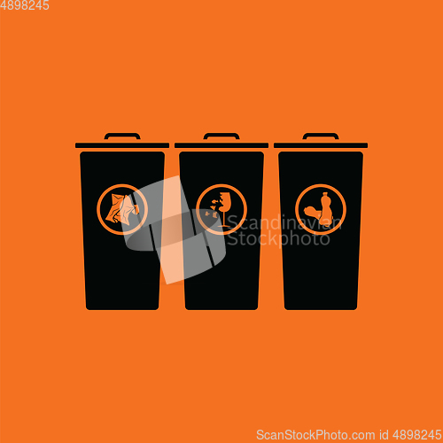 Image of Garbage containers with separated trash icon