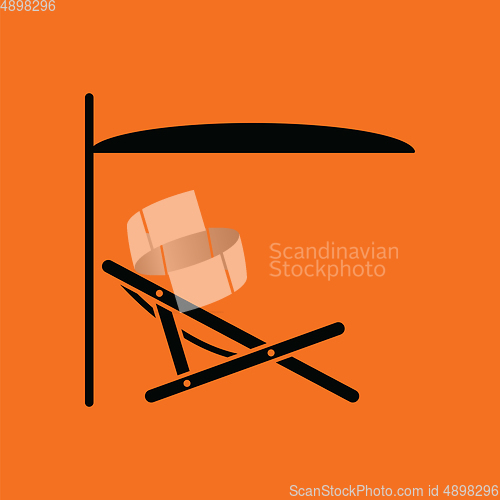 Image of Sea beach recliner with umbrella icon