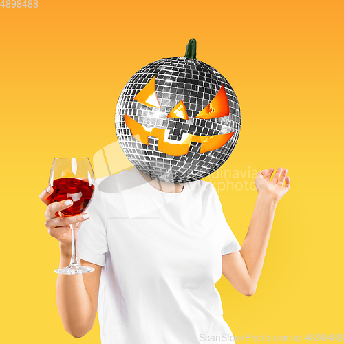 Image of Trendy artwork, modern design. Contemporary art collage. Halloween concept.