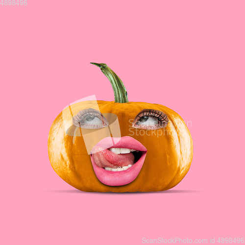 Image of Trendy artwork, modern design. Contemporary art collage. Halloween concept.