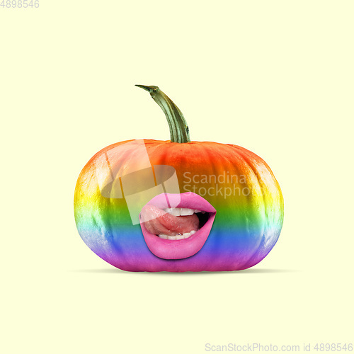Image of Trendy artwork, modern design. Contemporary art collage. Halloween concept.