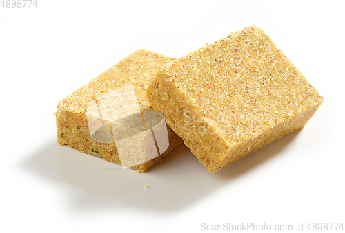 Image of chicken broth cubes isolated 