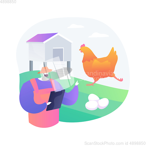 Image of Free run chicken and eggs abstract concept vector illustration.